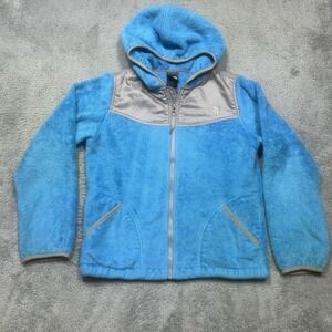 The North Face Jacket Girls L 14/16 Blue Fleece Oso Hooded Full Zip Youth Hiking